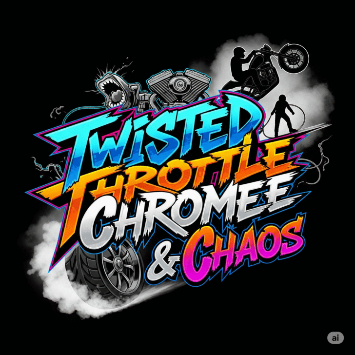 Crazy Motorcycle game art featuring bold, graffiti-style title, dynamic rider stunt, and vibrant neon colors for high-octane racing gameplay.