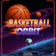 Basketball Orbit game menu on outdoor court with hoop, basketballs, and bold game title