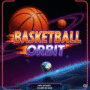 Basketball Orbit game menu on outdoor court with hoop, basketballs, and bold game title