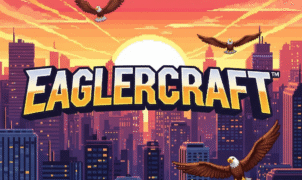 Eaglercraft game screenshot, pixel art city, retro gaming experience, online multiplayer. Eaglercraft gameplay image, block-building adventure, survival game, creative mode. Eaglercraft PC game, free online Minecraft alternative, open-world exploration.