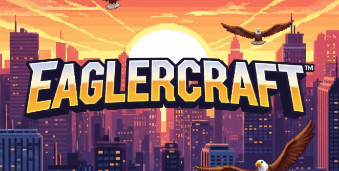 Eaglercraft game screenshot, pixel art city, retro gaming experience, online multiplayer. Eaglercraft gameplay image, block-building adventure, survival game, creative mode. Eaglercraft PC game, free online Minecraft alternative, open-world exploration.