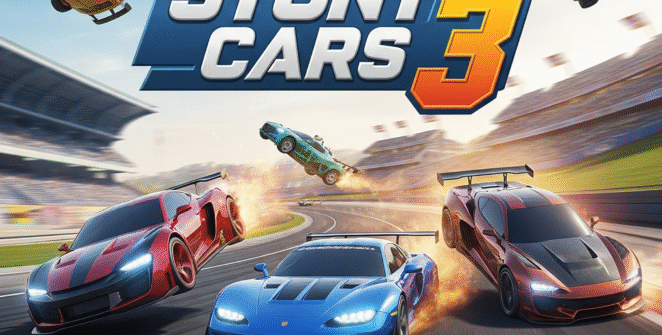 Dynamic image showcasing extreme car stunts in Ado Stunt Cars 3, perfect for thrill-seekers.