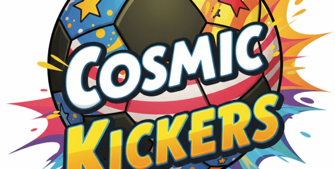 An eye-catching, vibrant illustration of a soccer ball with a unique, colorful pattern, adorned with stars and stripes. The ball is designed in a playful, cartoonish style, set against a dynamic and energetic splash of color. The image is perfect for casual mobile games, sports game promotions, and fun soccer apps. It evokes a cheerful and playful mood, ideal for attracting players seeking accessible soccer entertainment.