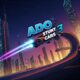Ado Stunt Cars 3 game cover, futuristic racing, high-speed stunts, car game, racing game, stunt driving, neon cityscape