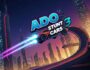 Ado Stunt Cars 3 game cover, futuristic racing, high-speed stunts, car game, racing game, stunt driving, neon cityscape