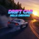 Silver drift car driving on a winding mountain road at sunset, leaving tire smoke. #DriftCar #HillsDriving #CarGame #RacingGame #MountainRoad #SunsetDrive