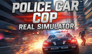 An intense, cinematic video game title screen for 