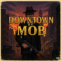 A menacing gangster from a 1930s Mafia game stands in a shadowy downtown street with a tommy gun.