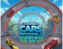 Image showcasing the Chained Cars Impossible Tracks mobile game featuring chained cars racing on a thrilling, gravity-defying track high in the sky. Red and yellow sports cars are prominently displayed on the winding, elevated race track.
