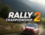 Rally Championship 2 game cover, off-road racing, rally car, mountain landscape, video game