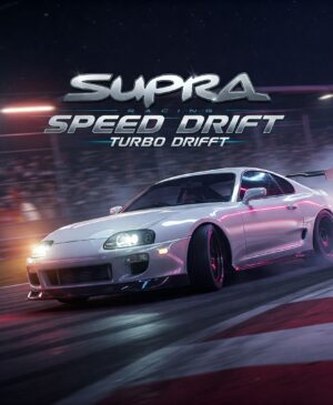 White Supra car drifting on a race track at night, showcasing speed and turbo drift action. #Supra #Racing #Speed #TurboDrift #JDM #CarDrifting