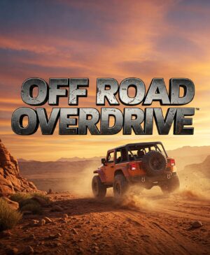 Off-road vehicle driving adventure at sunset in Off Road Overdrive game.