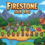 Pixel art fantasy world of Firestone Idle RPG game with diverse heroes and mythical creatures.