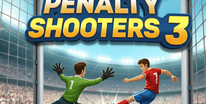 Penalty Shooters 3 game, soccer penalty shootout, goalkeeper save, striker shot, football simulation game, sports gaming, online soccer game.