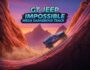 GT Jeep Impossible Mega Dangerous Track game, extreme car stunts, off-road driving, challenging tracks, blue jeep, mountain landscape, sunset sky, racing game, mobile game, adrenaline rush