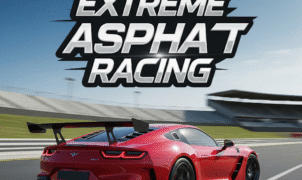 Extreme Asphalt Car Racing game screenshot featuring high-speed action and dynamic sports cars