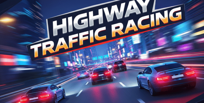 High-octane Highway Traffic Racing game with neon lights and fast cars for thrilling mobile gameplay.