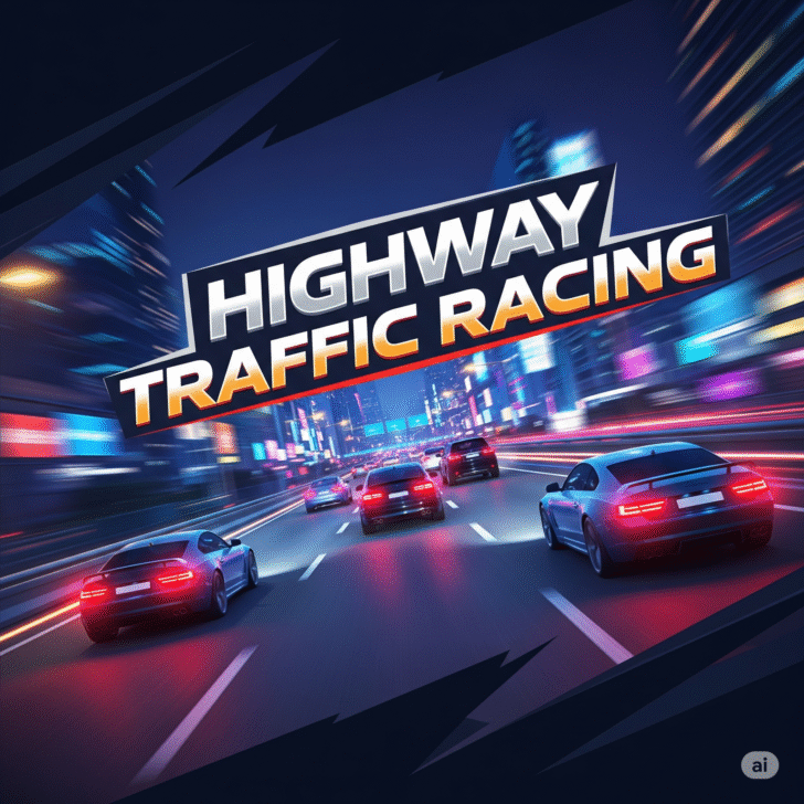 High-octane Highway Traffic Racing game with neon lights and fast cars for thrilling mobile gameplay.