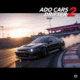 Ado Cars Drifter 2 action shot: A high-performance sports car executes a precision drift on a race track at sunset, showcasing realistic graphics and dynamic gameplay. This racing game features customizable cars and drifting physics.