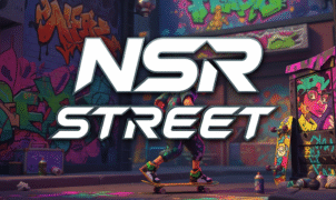 High‑octane NSR Street urban drift race scene with neon‑lit cityscape and muscle cars tearing through asphalt”