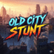 Old City Stunt game title screen, urban street racing game, graffiti art, stunt driving, high-octane action, city backdrop, video game artwork.