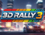 3D Rally 3 game screenshot featuring a red rally car speeding across dusty off‑road desert terrain under a vibrant sunset sky