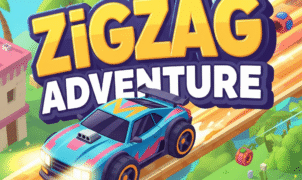 “Player navigating a glowing neon zigzag path in Zigzag Adventure mobile arcade game”