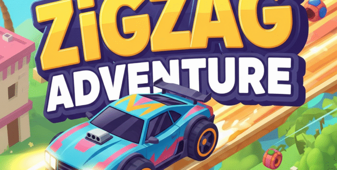 “Player navigating a glowing neon zigzag path in Zigzag Adventure mobile arcade game”