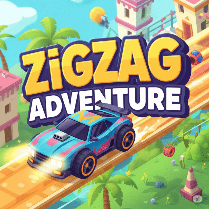 “Player navigating a glowing neon zigzag path in Zigzag Adventure mobile arcade game”