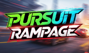 Screenshot of high-octane car chase action in Pursuit Rampage game, featuring futuristic vehicles, explosive stunts, and intense urban environments. Best car combat game for adrenaline junkies.