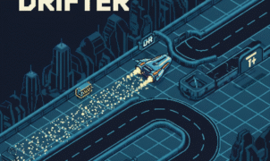 High-speed neon drift car sliding on a glowing grid track in Grid Drifter drift racing game