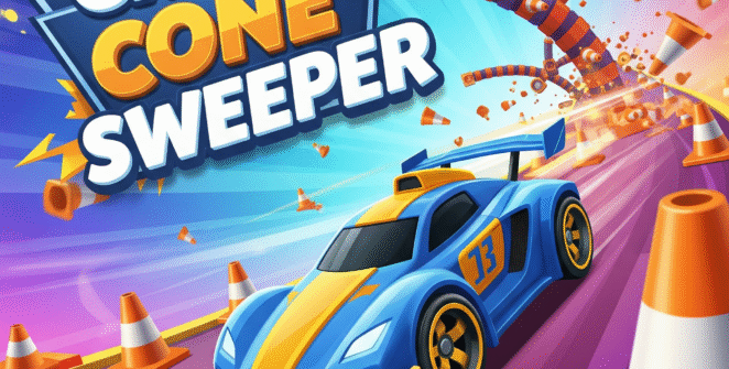 Crazy Cone Sweeper gameplay showing a colorful 10×10 grid of cones in this fast-paced cone clearing game”