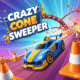 Crazy Cone Sweeper gameplay showing a colorful 10×10 grid of cones in this fast-paced cone clearing game”