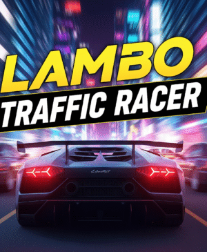 Lamborghini racing through highway traffic in Lambo Traffic Racer game