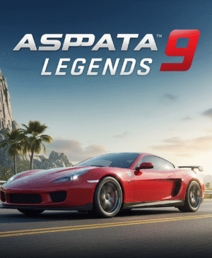 Asphalt 9: Legends high-speed racing game screenshot with luxury sports car on a futuristic track.