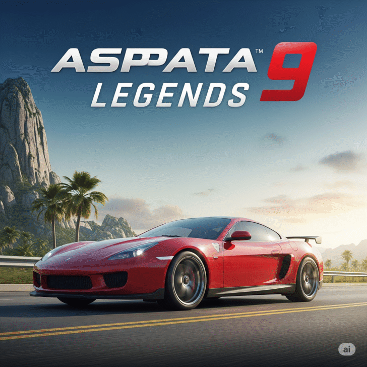 Asphalt 9: Legends high-speed racing game screenshot with luxury sports car on a futuristic track.