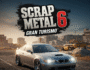 A thrilling Scrap Metal 6: Gran Turismo game logo with a sleek, futuristic design, perfect for gaming enthusiasts and racing game fans. This visual captures the essence of high-octane automotive action and custom car building.