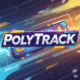 Neon‑lit PolyTrack racing car drifting at high speed on a futuristic circuit”
