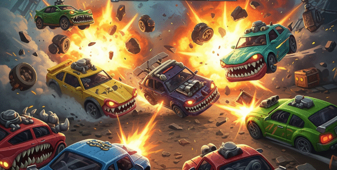 Car Eats Car Evil Cars gameplay featuring explosive car battles and turbo-powered racing action