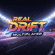Sleek sports car drifting around a sharp corner under neon lights in Real Drift Multiplayer online drift racing game.