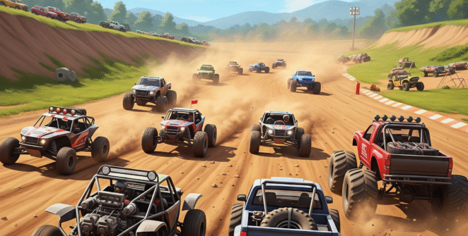 Dirt Race Lap gameplay on rugged off-road track with drift racing and mud obstacles