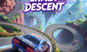 Sleek Lamborghini racing down a steep mountain pass in the Crazy Descent game, showcasing high‑speed downhill adrenaline.”