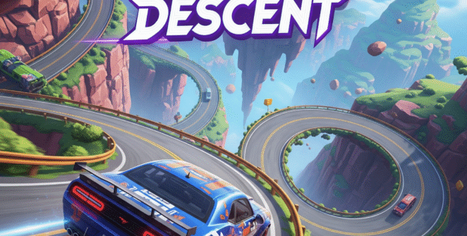 Sleek Lamborghini racing down a steep mountain pass in the Crazy Descent game, showcasing high‑speed downhill adrenaline.”