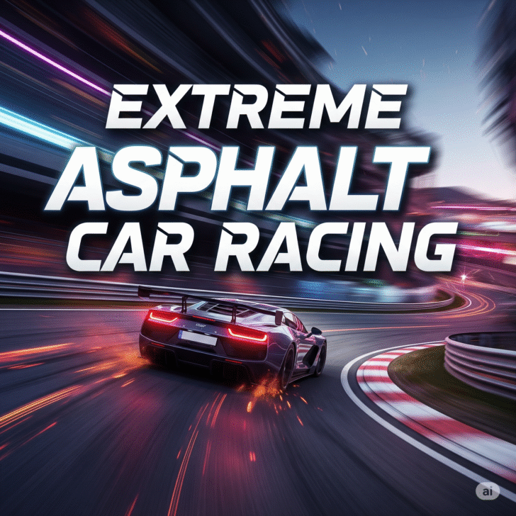 Extreme Asphalt Car Racing gameplay showing high-speed street race with nitro boost and drift action