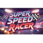 “Neon-lit city circuit in Super Speed Racer with a red sports car drifting under nitro boost”
