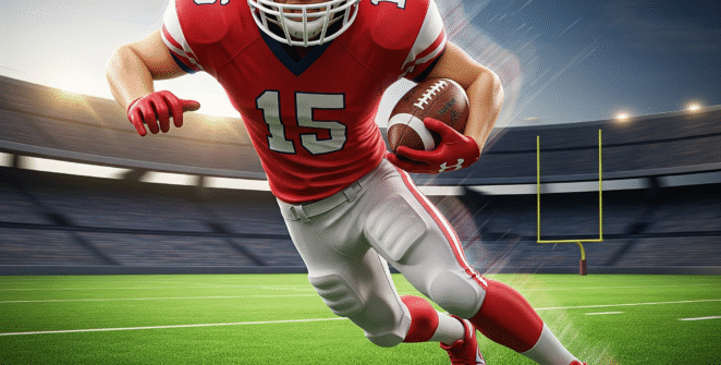 “Player dribbling past defenders in Football Rush 3D arcade soccer dash, showcasing 3D Soccer Rush graphics and fast-paced gameplay.