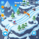 Snow Rush 3D game screenshot, mobile racing game, winter sports adventure, 3D skiing gameplay, snowboard rush, arcade snow racing, extreme winter challenge, fast-paced snow action, free mobile game download