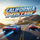 California Speed Cars game cover featuring a sleek sports car racing on a coastal highway with the Golden Gate Bridge in the background.
