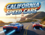 California Speed Cars game cover featuring a sleek sports car racing on a coastal highway with the Golden Gate Bridge in the background.