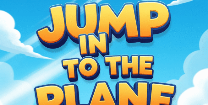 Jump In To The Plane: Arcade Action Game - A vibrant, cartoon-style title card for the mobile game 
